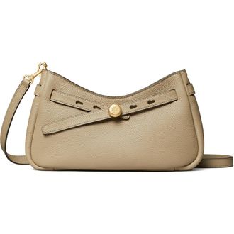 Tory Burch Romy Zip Top Leather Crossbody Bag in Soft Cement at Nordstrom