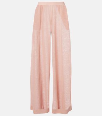 Alaia Ala&iuml;a Semi-sheer linen and silk wide-leg pants