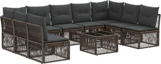 vidaXL Conjunto De Sof&aacute;s De Jard&iacute;n 10 Uds. Gris Rat&aacute;n Sint&eacute;tico Vidaxl