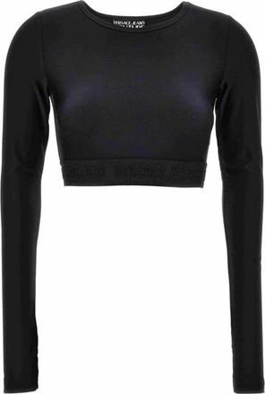 Versace Jeans Couture Long Sleeve Tops, female, Black, Size: 2XS Versace Jeans Couture T-shirts and Polos