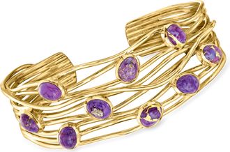 Ross-Simons Purple Turquoise Highway Cuff Bracelet in 18kt Gold Over Sterling