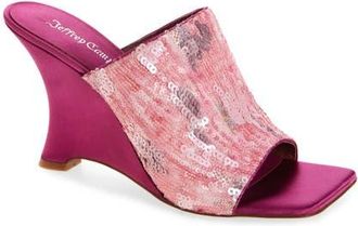 Jeffrey Campbell Aura Wedge Slide Sandal in Fuchsia Satin Combo at Nordstrom, Size 8.5