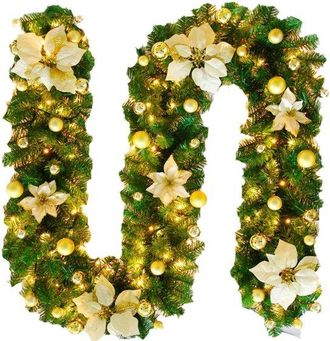 OEM Bastones Navide&ntilde;os, Decoraci&oacute;n Para &Aacute;rbol De Navidad, Juego De Coronas Doradas Y Rojas, Bastones Navide&ntilde;os Con Luces Led, 2,7 M, Plateado