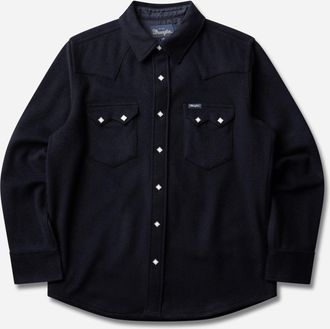 Wrangler Men s Blue Bell Regular Wool Western Shirt Dark Navy