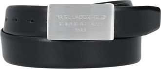 Karl Lagerfeld Accessoires, Heren, Zwart, 90 CM, Leer, Leren Riem