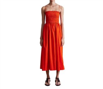 Apiece Apart Porta Smocked Spaghetti Midi Dress In Flambe