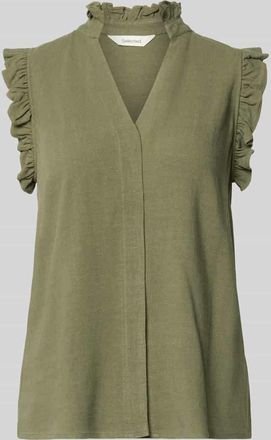 Selected Regular Fit Blusentop mit Leinen-Anteil Modell VIVA in Khaki, Gr&ouml;&szlig;e 34