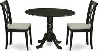East West Furniture Dining Room Set Black, DLCL3-BLK-C