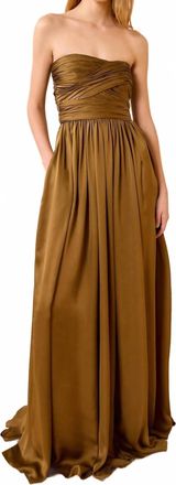 Ulla Johnson Anastasia Silk Wrapped Strapless Gown In Willow