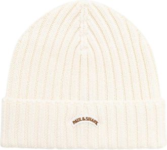 Paul & Shark Wool Beanie - Heren - Hoeden - Beige - ONE Size - Wol - Accessoires