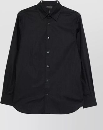 Emporio Armani logo cotton shirt long sleeves buttoned collar