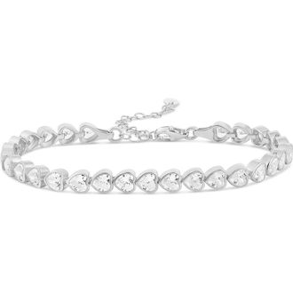 SHYMI Cubic Zirconia Heart Tennis Bracelet in Silver/White at Nordstrom, Size 6