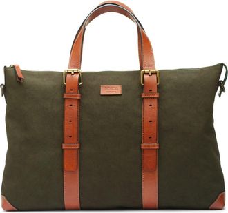 Bosca Arno Slim Recycled Nylon & Leather Tote in Olive Drab at Nordstrom