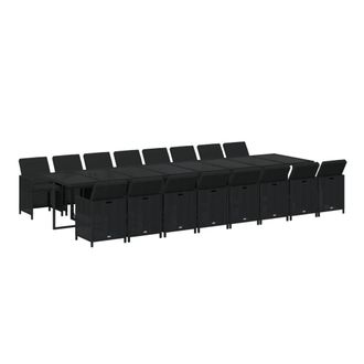 vidaXL Set De Muebles Jard&iacute;n 17 Pzas Con Cojines Rat&aacute;n Sint&eacute;tico Negro Vidaxl