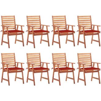 vidaXL Vidaxl - Sillas Comedor De Jard&iacute;n Y Cojines 8 Uds Madera Maciza Acacia