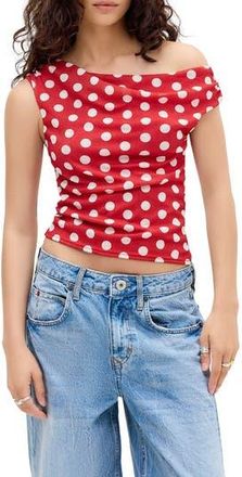 BDG Fia Polka Dot Off the Shoulder Top in Red at Nordstrom Rack, Size X-Large