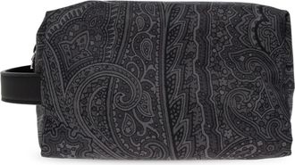 Etro Toilettas met patroon - Heren - Tassen - Grijs - Maat: ONE Size Zijde