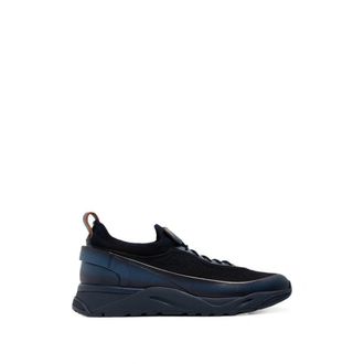 Santoni Navy Blue Color Block Sneakers