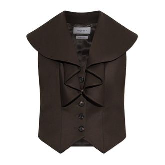 Alexander McQueen Chaleco de Lana con Cuello Ornamental - Jackets - Mujer - Marr&oacute;n - M