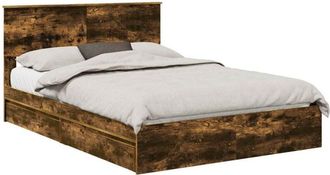 vidaXL Storage Bed with Drawer Smoked Oak 140 x 200 cm Engineered Wood vidaXL