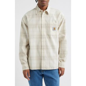 Carhartt Work in Progress Wilber Check Corduroy Button-Up Shirt in Wilber Check, Natural at Nordstrom, Size Xx-Large