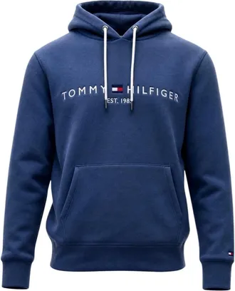 Tommy Hilfiger Hoodies & sweatvesten, Heren, Blauw, XL, Katoen, Embroidered Logo Hoodie