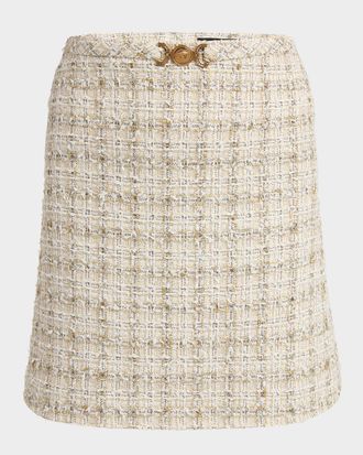 Versace Fancy Metallic Eyelash Tweed Mini Skirt