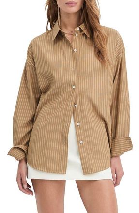 Favorite Daughter Ex-Boyfriend Oversize Button-Up Shirt in Oatmeal Stripe at Nordstrom, Size X-Small