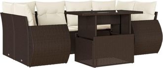 vidaXL Juego De Sof&aacute;s De Jard&iacute;n 7 Piezas Con Cojines Rat&aacute;n Pe Marr&oacute;n Vidaxl