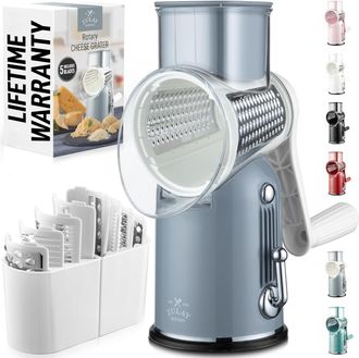 Zulay Kitchen Classic Rotary Cheese Grater 5 Blade Cheese Shredder