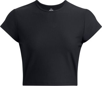 Under Armour Rival geribbeld cropped T-shirt voor dames (Zwart)