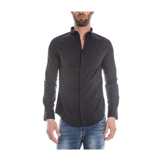 Armani Jeans Blouses Shirts - Heren - Casual Overhemden - Zwart - S - Katoen - Overhemden