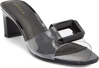 Cecelia New York Park Avenue Jewel Detail Sandal in Black Patent at Nordstrom, Size 6.5