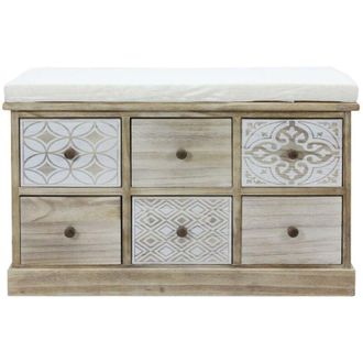 Mobili Rebecca Mobili Rebecca - Banco Rebecca Mobili Banco Cajonera Beige 6 Cajones Asiento Acolchado 49x77,5x35