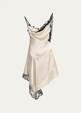 Isabel Marant Anaziae Asymmetric Lace & Silk Mini Slip Dress