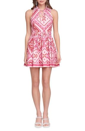 Avec Les Filles Print Sleeveless Minidress in Lobster Pearl at Nordstrom, Size 14