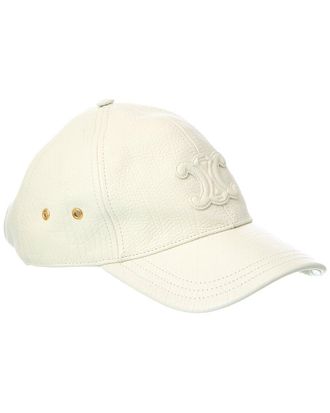 Celine Celine Triomphe Leather Baseball Cap