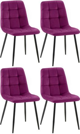 Clp Set de 4 sillas con patas de metal y asiento en Terciopelo Lila