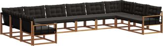 vidaXL Conjunto De Sof&aacute;s De Exterior 10 Uds. Natural Y Negro Vidaxl