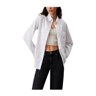 Calvin Klein Camicia Relaxed con Etichetta Tessuta - - Blouses & Shirts - Donna - Bianco - L