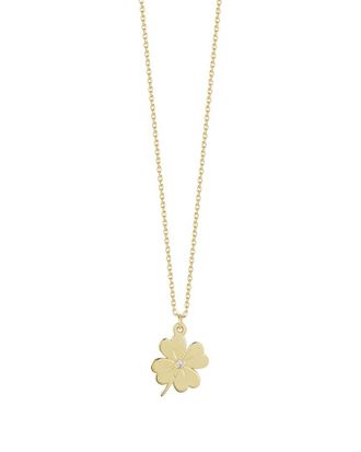 Ember Fine Jewelry 14K 0.01 Ct. Tw. Diamond Clover Necklace