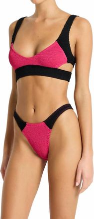 Bond-Eye Splice Nino Crop Top In Raspberry/black