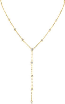 Kenneth Jay Lane Round Cubic Zirconia Station Y-Necklace in Gold Plated at Nordstrom