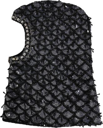 Dolce & Gabbana Womens Black Wool Crystal Embellished Balaclava Hat Virgin