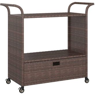 vidaXL Bar De Bar Con Caj&oacute;n 100x45x97 Cm Mimbre Pe Brown