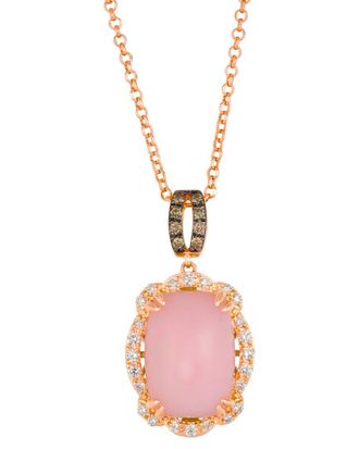Le Vian Opal 14K Rose Gold 5.56 Ct. Tw. Diamond & Pink Opal Pendant Necklace