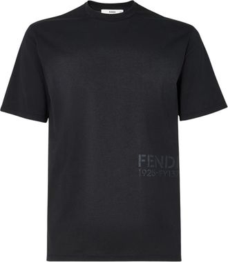 Fendi Stencil 1925 T-shirt - Heren - T-shirts - Zwart - XL - Katoen - Tops