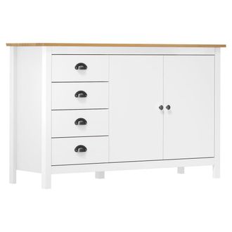 Berkfield Home Sideboard Hill White 130x40x80 cm Solid Pine Wood | Size: 130 x 40 x 80 cm