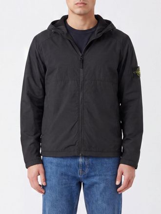 Stone Island Giacca a vento in nylon idrorepellente con cappuccio e logo