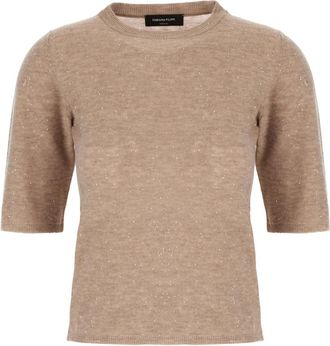 Fabiana Filippi Ronde hals gebreid - Dames - Ronde hals truien - Beige - M - Truien & Vesten